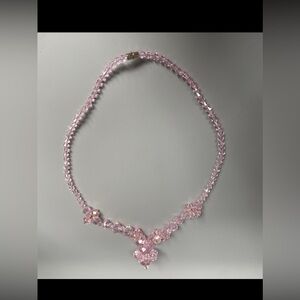 Modern Pink Crystal Beaded Necklace #6427